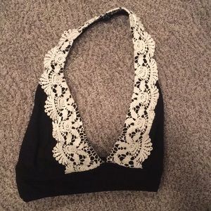Urban outfitters White embroidered black bralette